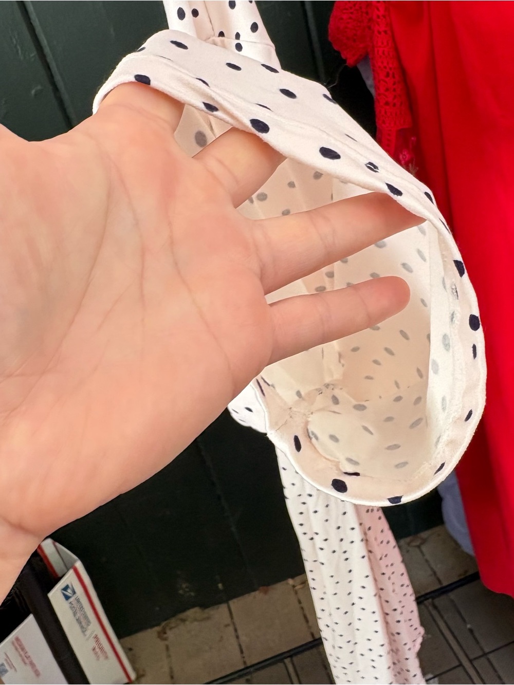 Catherine Malandrino Cream Polka Dot Wrap Robe with Black Dots - Picture 3 of 13